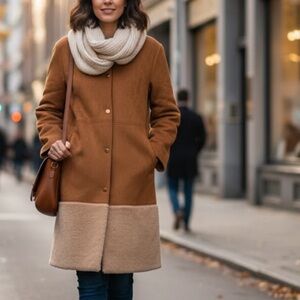 Zara Tan and Cream Teddy Jacket